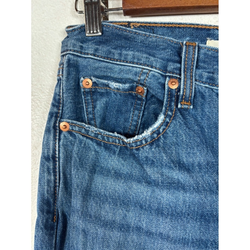 Levi's Low Pro Straight Leg Jeans Women's Size 25 Blue Distressed Ripped - Picture 7 of 16